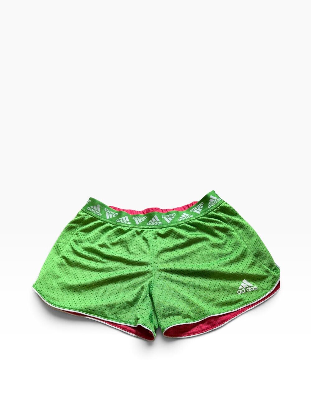 Adidas Girls Medium Green Mesh Athletic Running Shorts Pink Liner